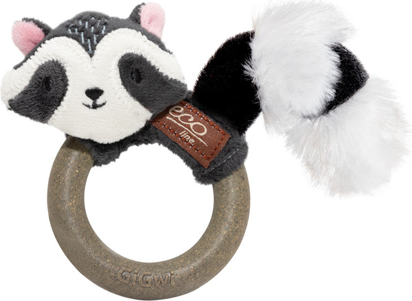 Игрушка для кошек Gigwi Catch & Scratch Eco Енот с кольцом из мататаби 85049 - фото
