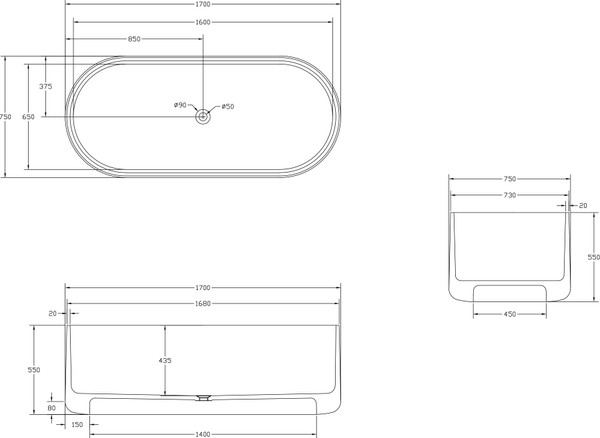 Ванна из полиэфирной смолы Abber Kristall AT9708 Rubin