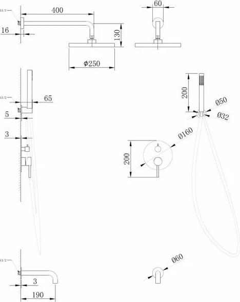 Душевая система со смесителем Abber Wasser Kreis AF8117G