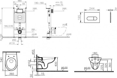 Унитаз подвесной с инсталляцией VitrA Normus / 9773B003-7207