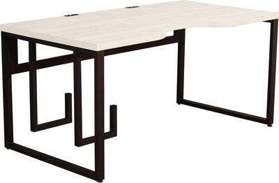 Компьютерный стол Millwood Каир 2 с вырезом 140x80x74.2 (дуб белый Craft/металл черный) - фото