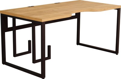 Компьютерный стол Millwood Каир 2 с вырезом 140x80x74.2 (дуб золотой Craft/металл черный) - фото