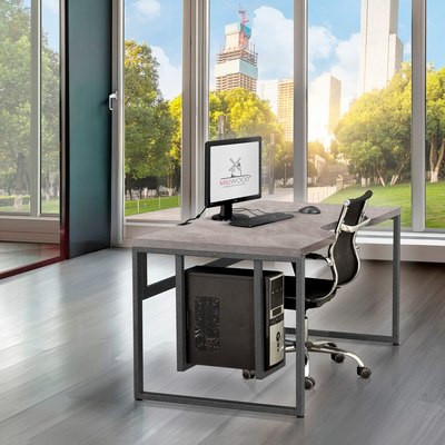 Компьютерный стол Millwood Каир 2 с вырезом 140x80x74.2 (бетон/графит)