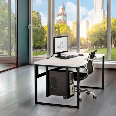 Компьютерный стол Millwood Каир 2 с вырезом 140x80x74.2 (белый/металл черный)