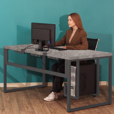 Компьютерный стол Millwood Каир 2 с вырезом 160x80x74.2 (бетон/графит)