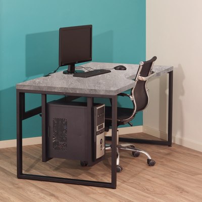 Компьютерный стол Millwood Каир 2 с вырезом 160x80x74.2 (бетон/металл черный)