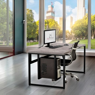 Компьютерный стол Millwood Каир 2 с вырезом 160x80x74.2 (бетон/металл черный)