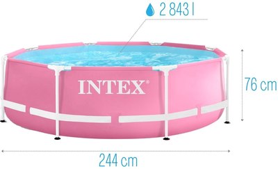 Каркасный бассейн Intex Metal Frame / 28290 (244х76, розовый)