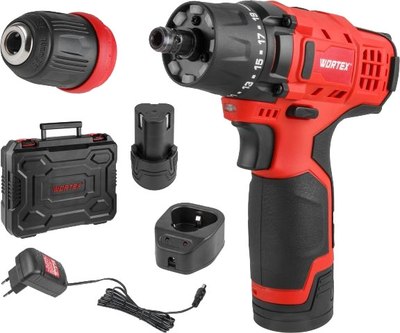 Аккумуляторная дрель-шуруповерт Wortex BD 1215 Li SET (1326470) - фото