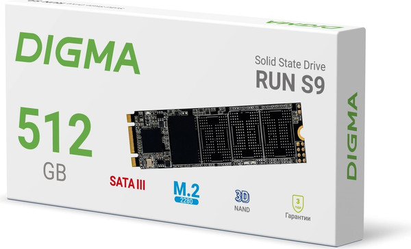 SSD диск Digma Run S9 M.2 2280 512GB DGSR1512GS93T