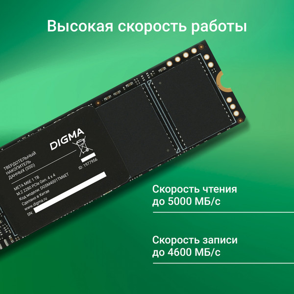 SSD диск Digma Meta M6E M.2 2280 1TB DGSM4001TM6ET