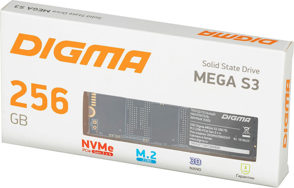 SSD диск Digma Mega S3 M.2 2280 256GB DGSM3256GS33T