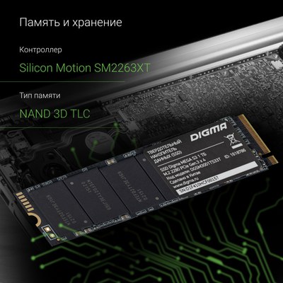 SSD диск Digma Mega S3 M.2 2280 1TB DGSM3001TS33T