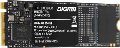 SSD диск Digma Mega M2 M.2 2280 256GB DGSM3256GM23T