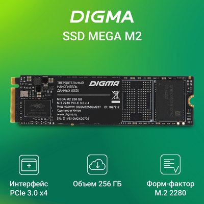 SSD диск Digma Mega M2 M.2 2280 256GB DGSM3256GM23T