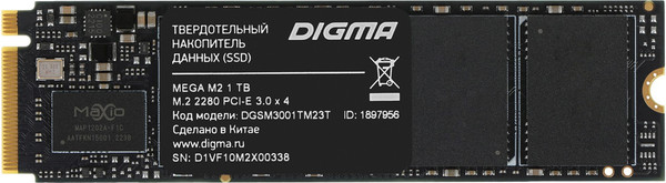 SSD диск Digma Mega M2 M.2 2280 0.6 DWPD 1TB DGSM3001TM23T - фото