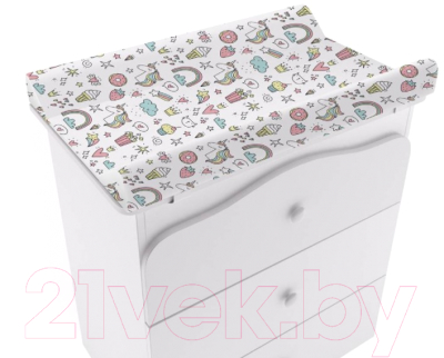 Комод пеленальный Polini Kids Basic 3275 Единорог Сладости (белый)