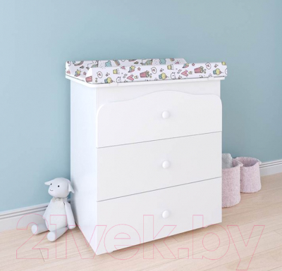 Комод пеленальный Polini Kids Basic 3275 Единорог Сладости (белый)