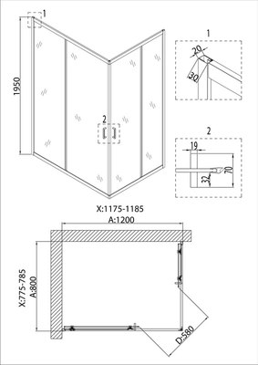 Душевой уголок Niagara NG-6610-08 120x80x195