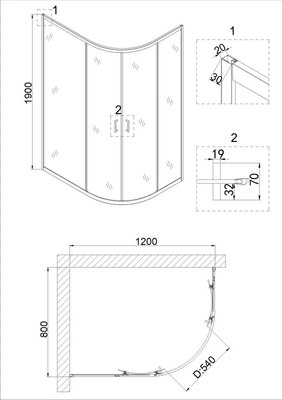 Душевой уголок Niagara NG-6821-08 120x80x195 (черный/прозрачное стекло)