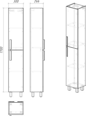 Шкаф-пенал для ванной Grossman Нео-30 / 303042-1K 
