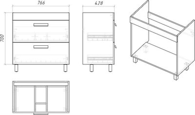Тумба под умывальник Grossman Нео-80 / 108019-1K