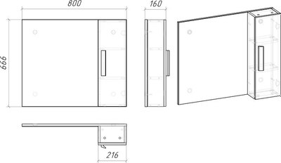Шкаф с зеркалом для ванной Grossman НЕО-80 / 208024-1K
