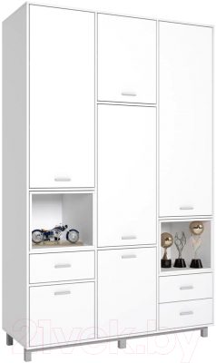 Шкаф Polini Kids Mirum 2330 трехсекционный (белый) - фото