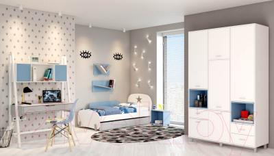 Шкаф Polini Kids Mirum 2330 трехсекционный (белый)