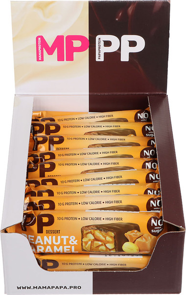Набор протеиновых батончиков MAMAPAPA Мягкий грильяж с арахисом в темной глазури - фото