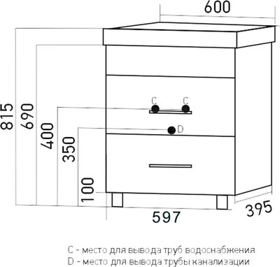 Тумба под умывальник Mixline Сура-60 / 554991