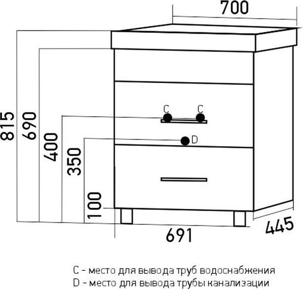 Тумба под умывальник Mixline Сура-70 / 554992