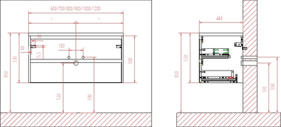 Тумба с умывальником BelBagno Kraft-600-2C-SO-RT + BB600ETL
