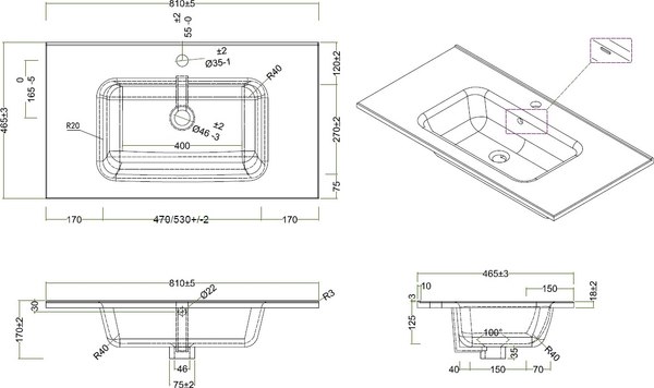 Тумба с умывальником BelBagno Etna-800-2C-SO-BL-P + BB800ETL