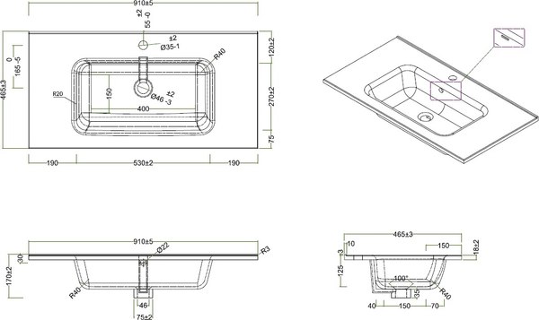 Тумба с умывальником BelBagno Etna-900-2C-SO-BO-P + BB900ETL