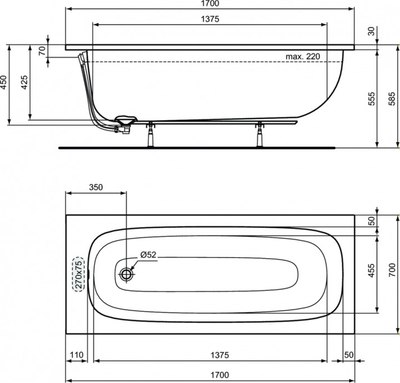 Ванна акриловая Ideal Standard I.Life / T475901