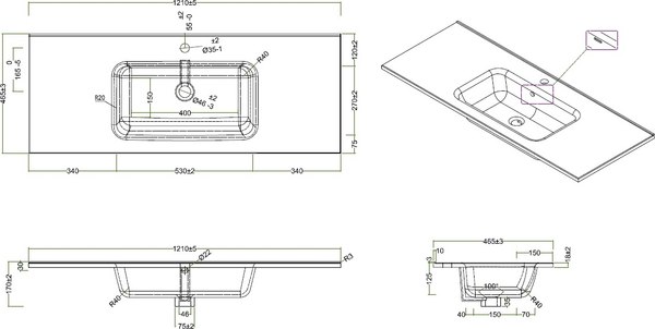 Тумба с умывальником BelBagno Etna-1200-2C-SO-RN-P + BB1200ETL