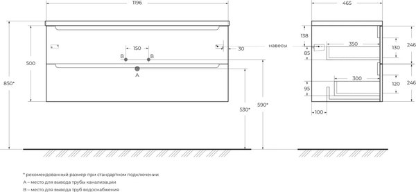 Тумба с умывальником BelBagno Etna-1200-2C-SO-RN-P + BB1200ETL