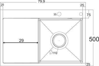 Мойка кухонная РМС MRK-8050BL-R