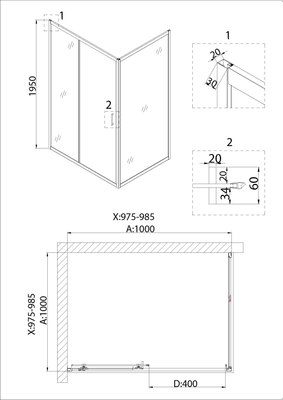 Душевая дверь Niagara NG-62-10A / 100х195