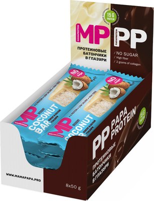 Набор протеиновых батончиков MAMAPAPA Кокос в белой глазури - фото