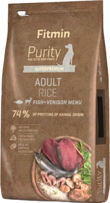 Сухой корм для собак Fitmin Purity Adult Rice, Fish & Venison - фото