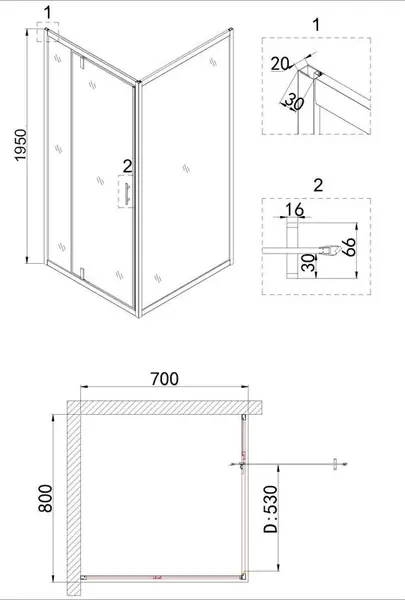 Душевая дверь Niagara NG-83-8AB 80х195