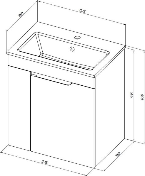 Тумба под умывальник Aquanet Практика 60 / 330454