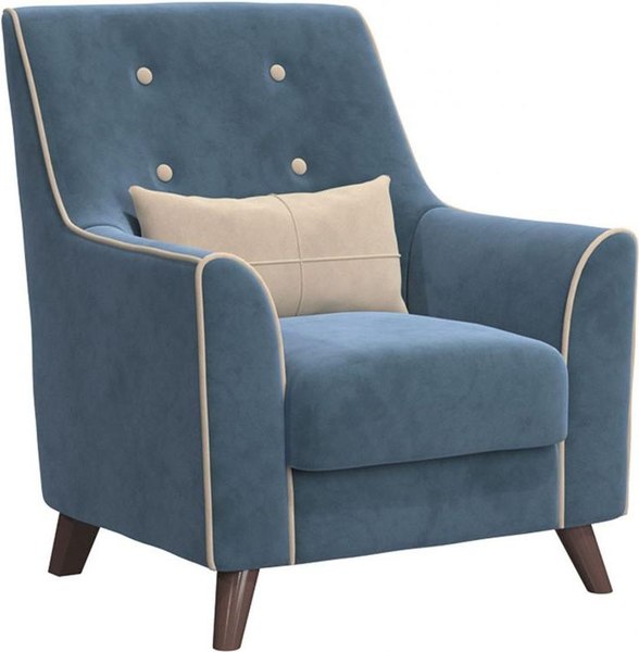 Кресло мягкое Bravo Мебель Далас Стандарт 2 вариант (джинс/бежевый) - фото