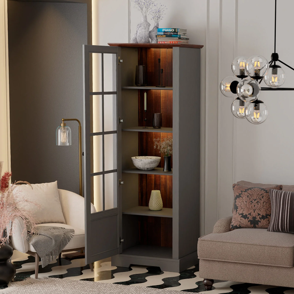 Шкаф с витриной Dipriz Lakeview 1 дверь / Д.30029.1