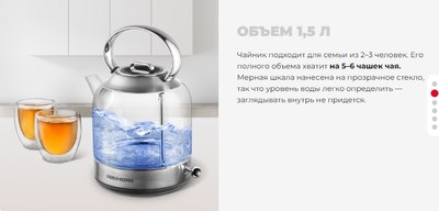 Электрочайник Redmond KG221 (стекло/сталь)