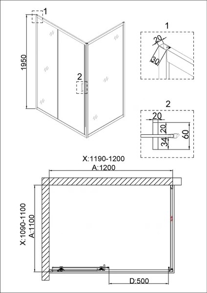 Душевой уголок Niagara NG-42-12AG-A110G 120x110x195