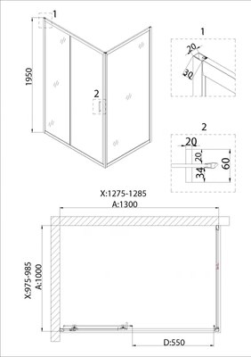 Душевой уголок Niagara NG-62-13A-A100 130x100x195