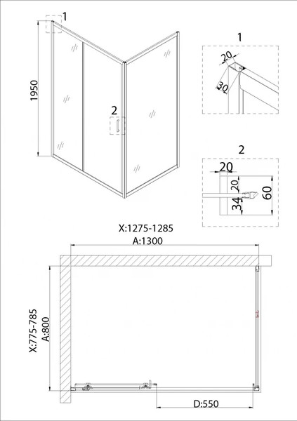 Душевой уголок Niagara NG-62-13A-A80 130x80x195